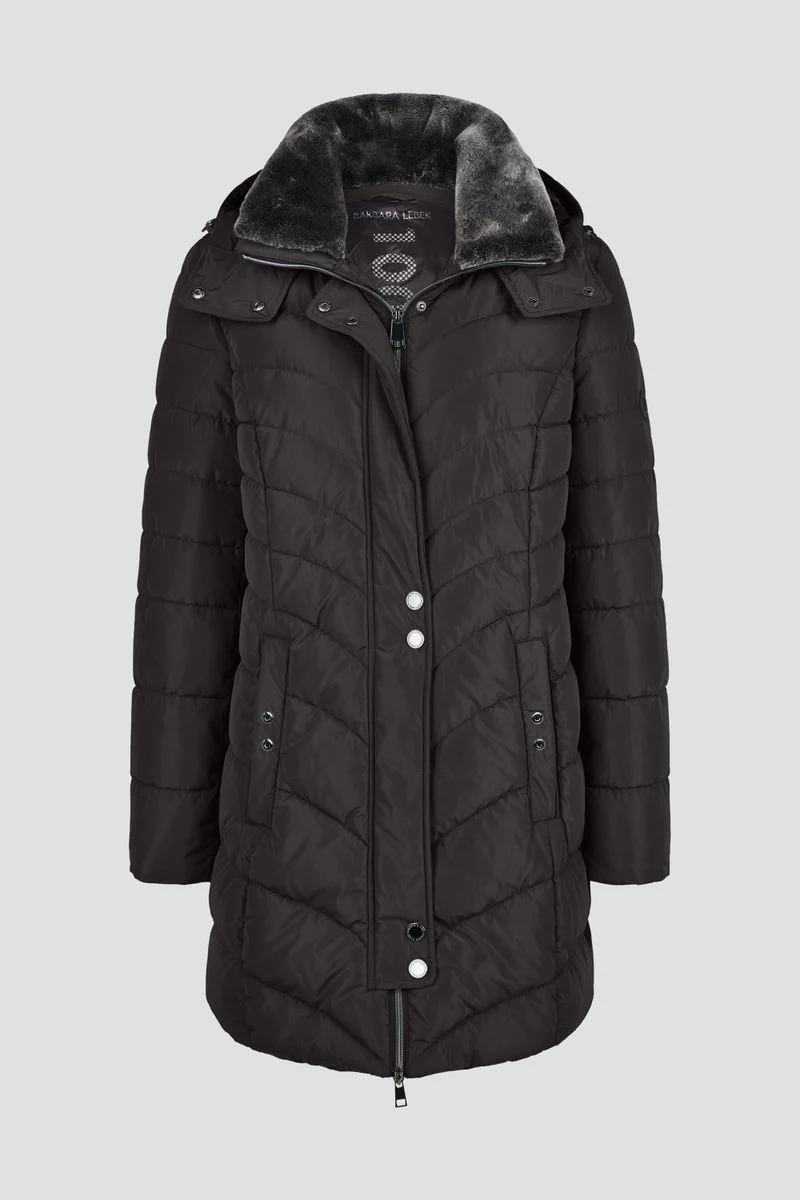 Jacke Down Free mit Kapuze und Webpelz