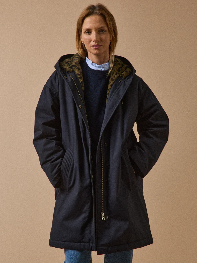 Halblanger und gefütterter Damen-Parka aus Webpelz