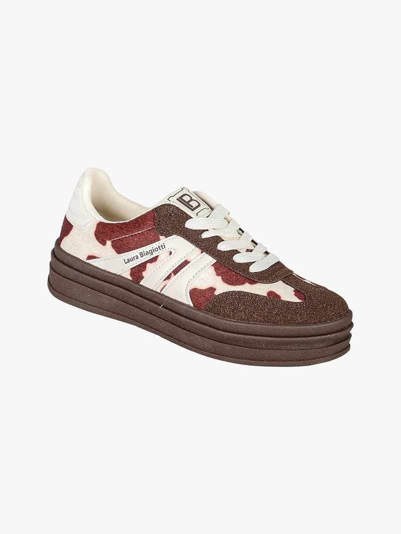Sneakers donna stringate con platform - multicolore