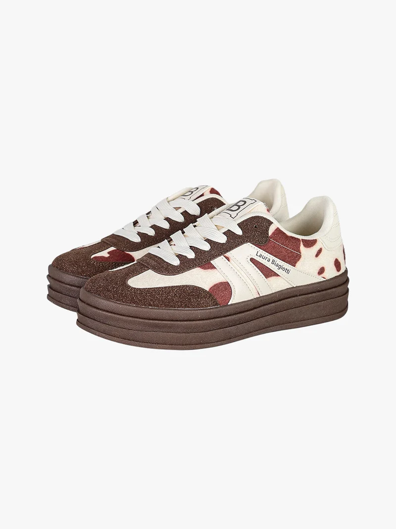 Sneakers donna stringate con platform - multicolore