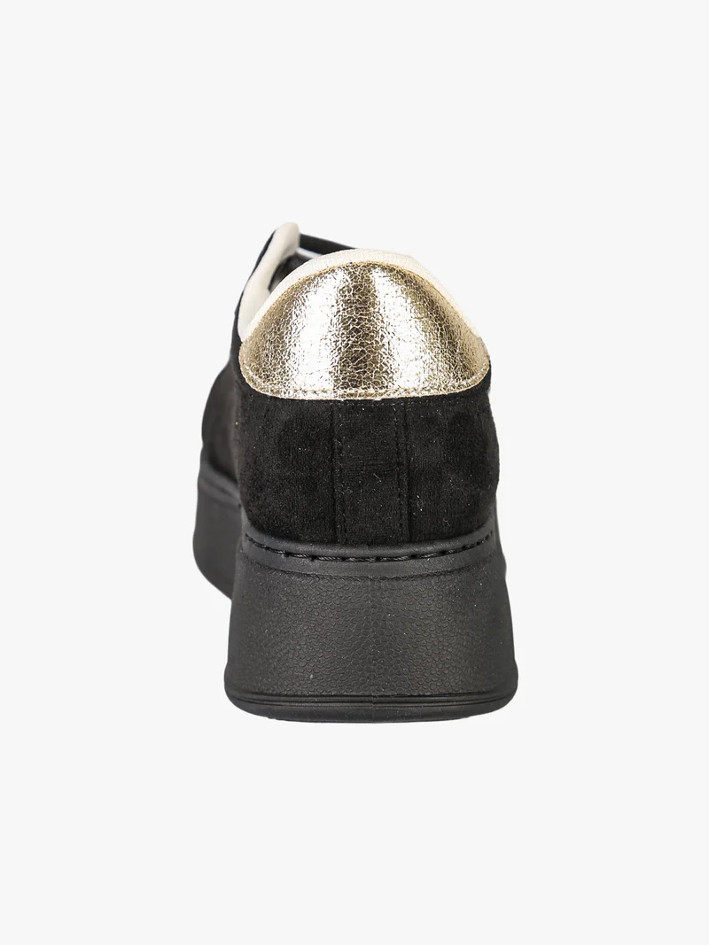 Sneakers donna in tessuto scamosciato con platform - nero