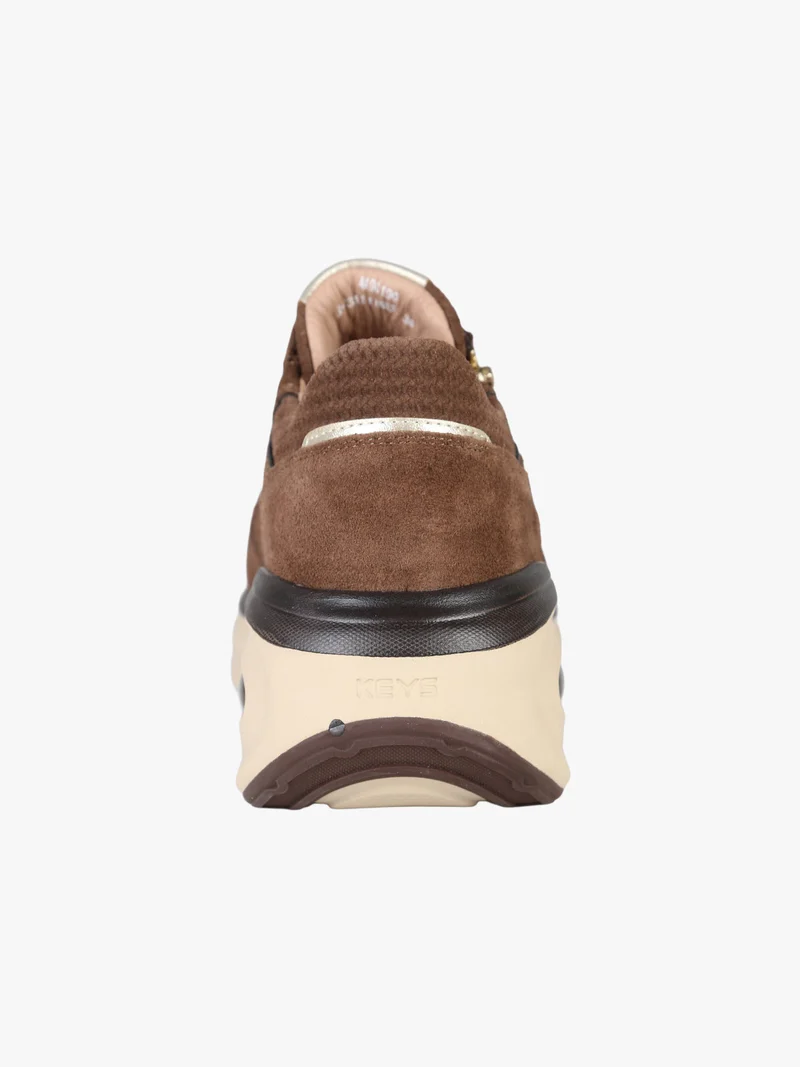Sneakers donna in pelle scamosciata con zeppa air - moro