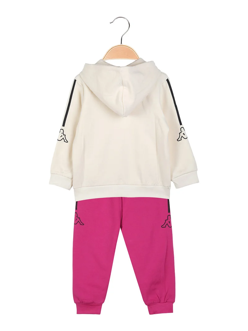 Completo tuta da neonata 2 pezzi con cappuccio e zip con interno felpato - panna