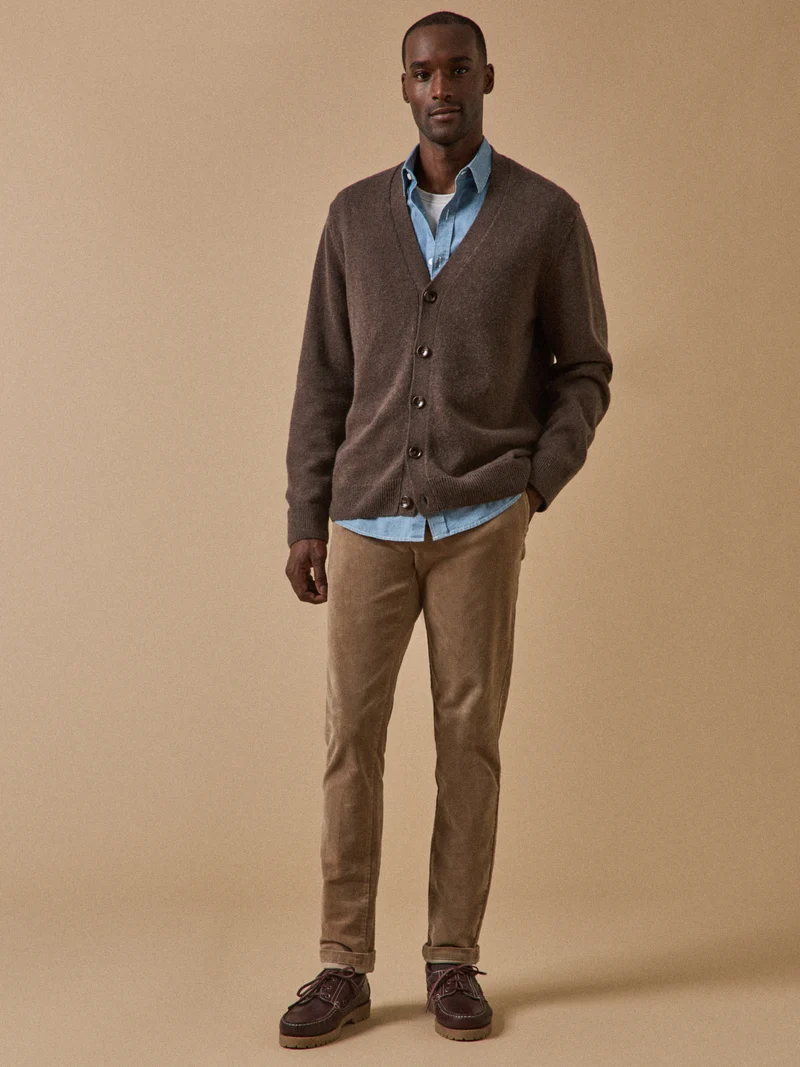 Herren-Cardigan mit V-Ausschnitt aus Bio-Baumwolle und Cashmere
