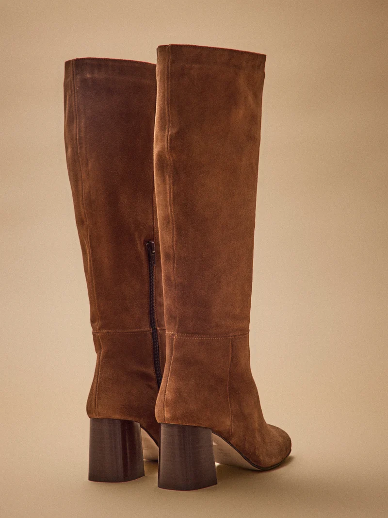 Damen-Stiefel mit Absatz aus Veloursleder