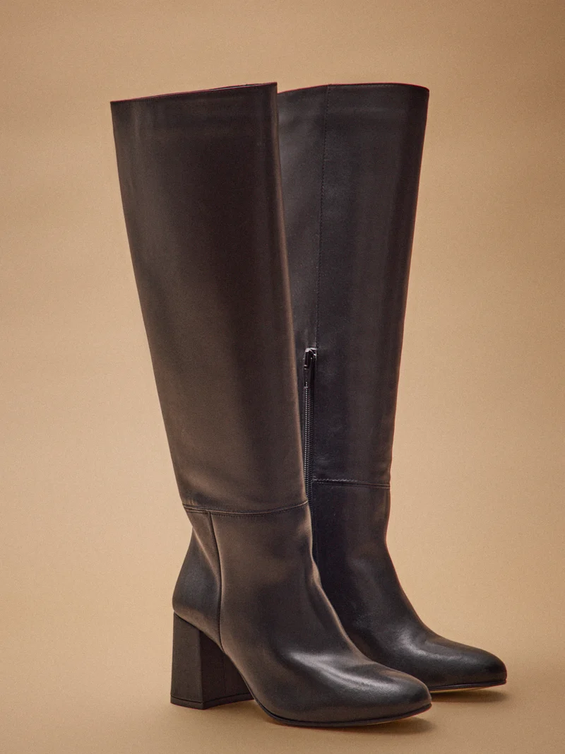 Damen-Stiefel mit Absatz aus Glattleder