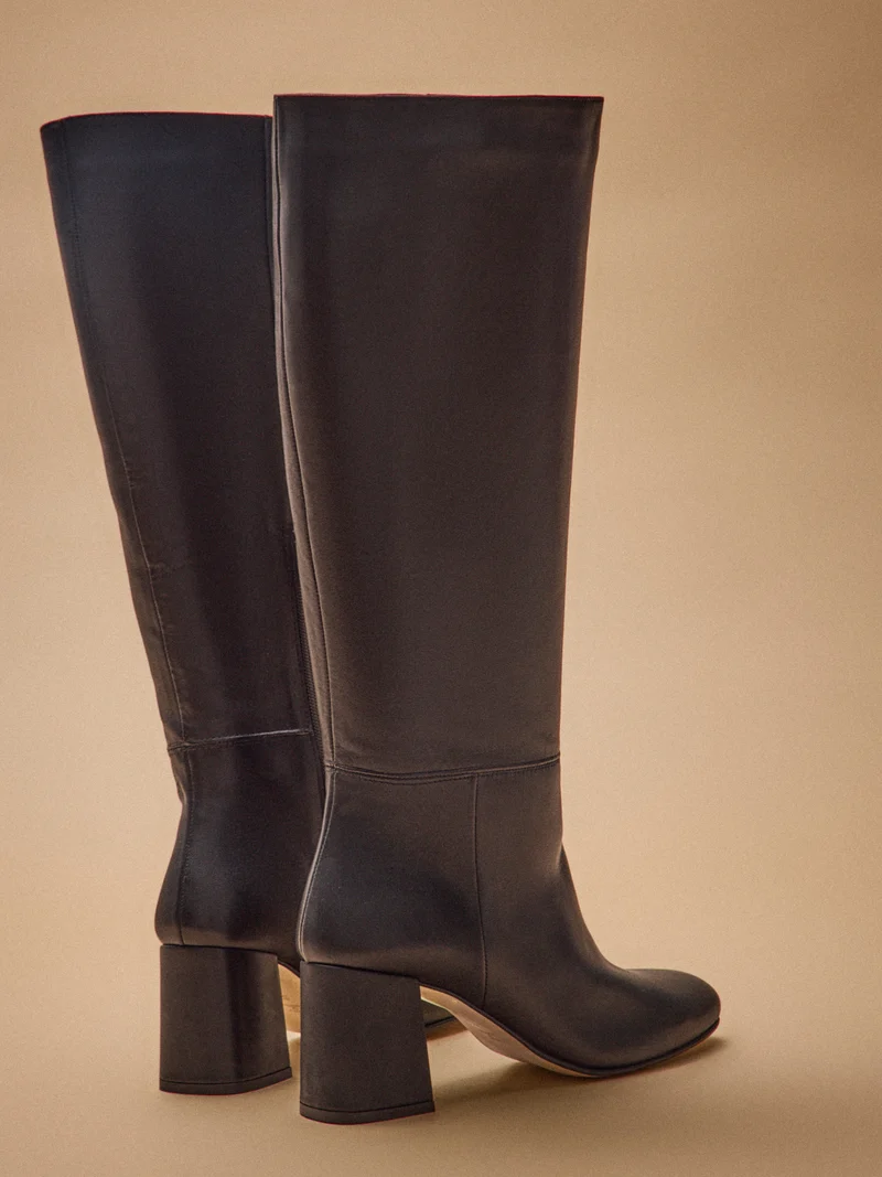 Damen-Stiefel mit Absatz aus Glattleder