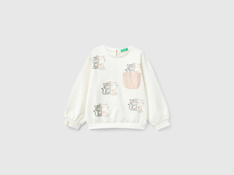 Sweatshirt mit Katzendruck