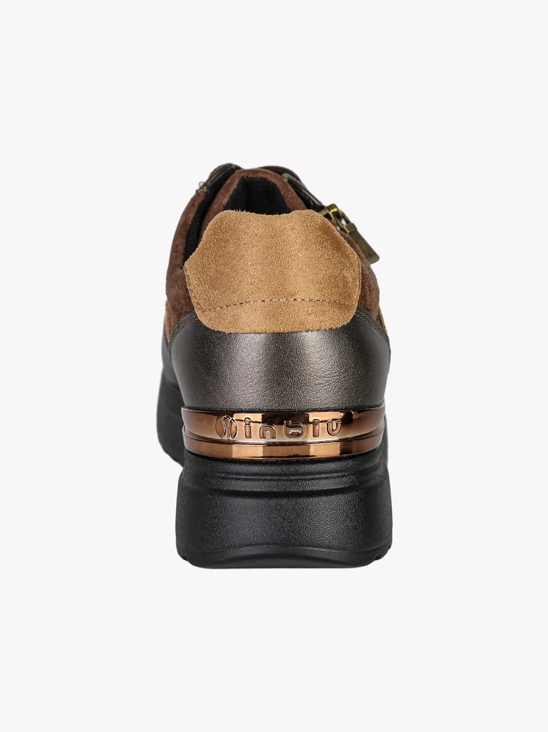 Sneakers casual da donna con platform - cammello