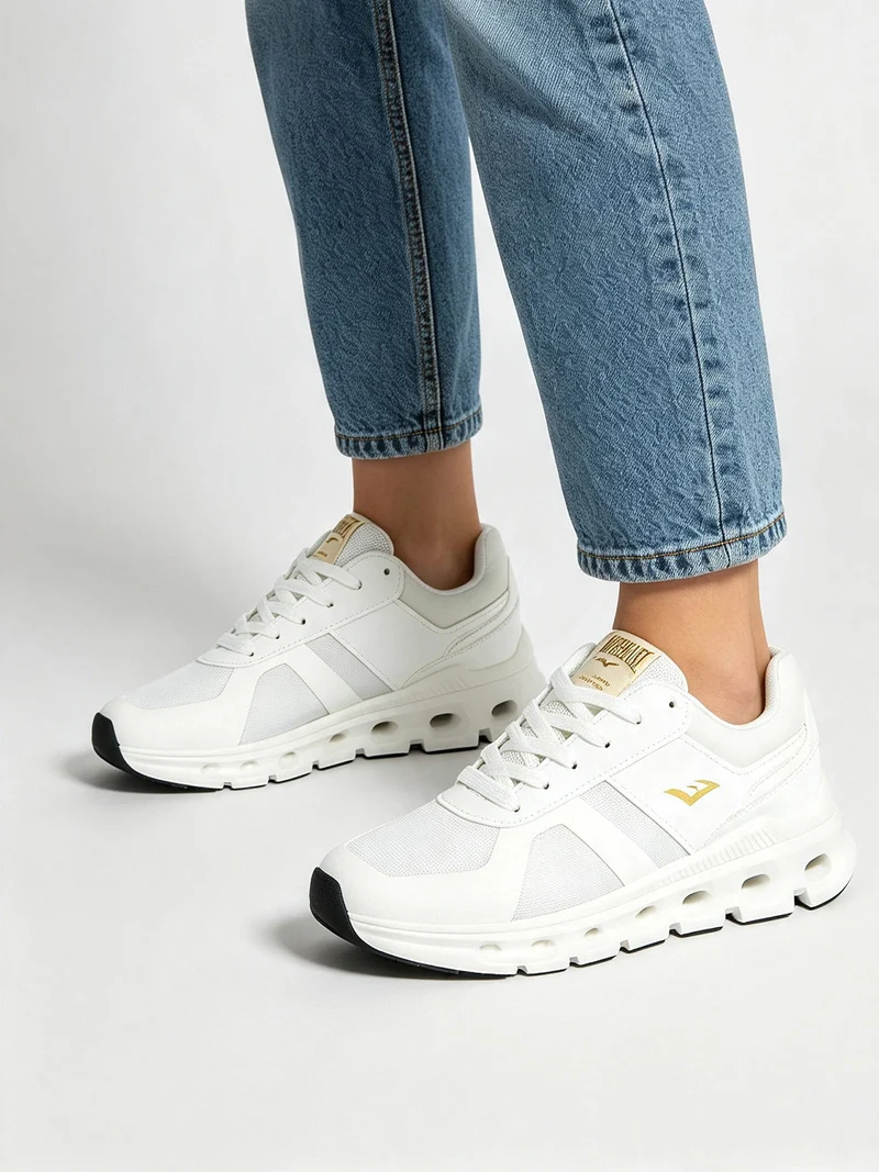 Sneakers sportive da donna con intersuola geometrica - bianco