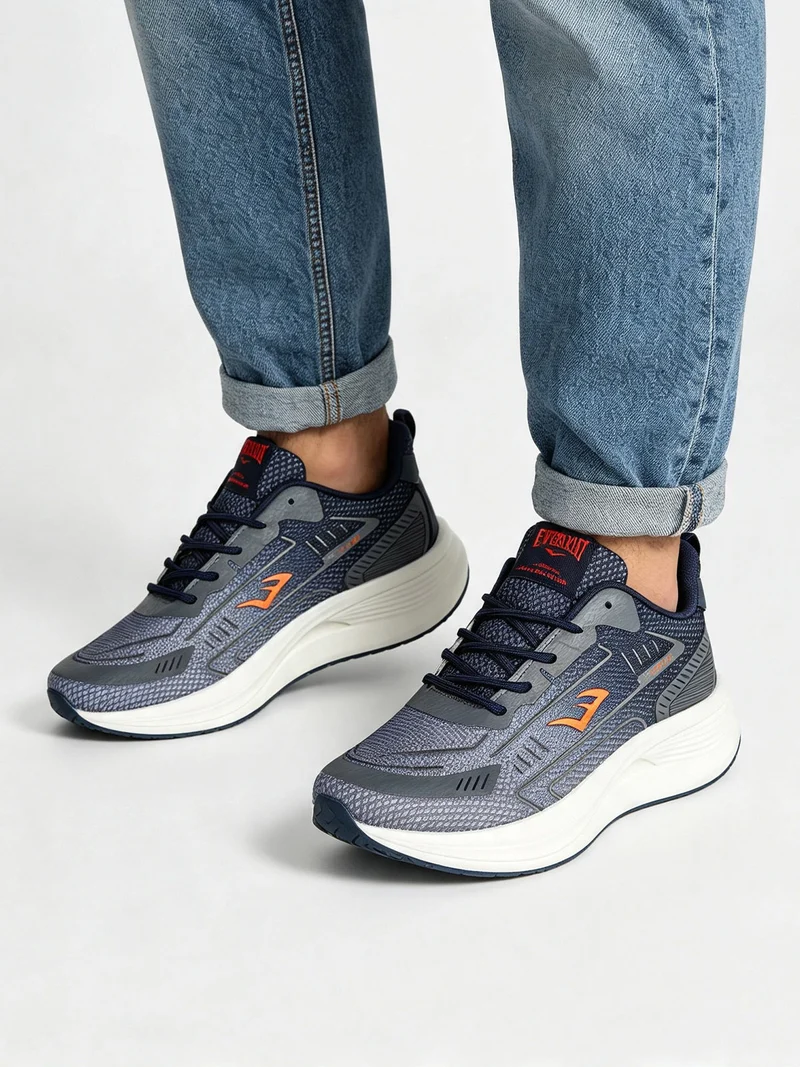 Sneakers sportive da uomo in tessuto con suola alta - blu scuro