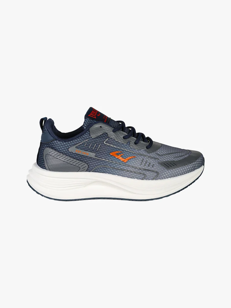 Sneakers sportive da uomo in tessuto con suola alta - blu scuro