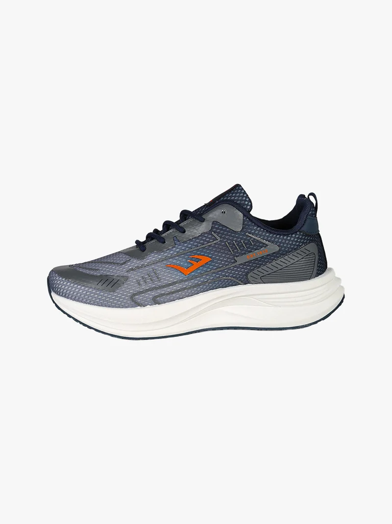 Sneakers sportive da uomo in tessuto con suola alta - blu scuro