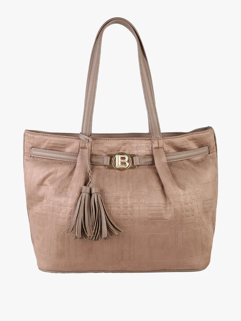 Borsa a spalla da donna in tessuto scamosciato - taupe
