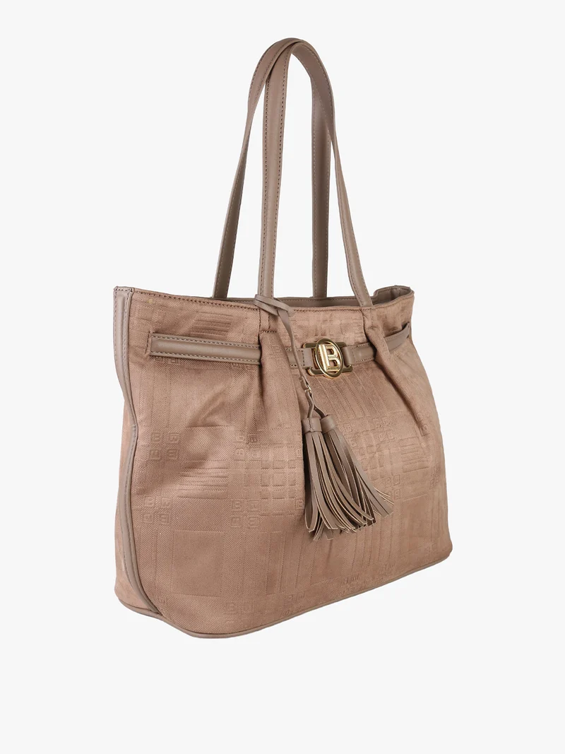 Borsa a spalla da donna in tessuto scamosciato - taupe