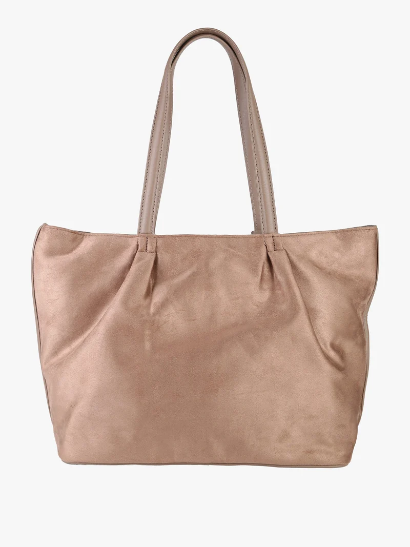 Borsa a spalla da donna in tessuto scamosciato - taupe