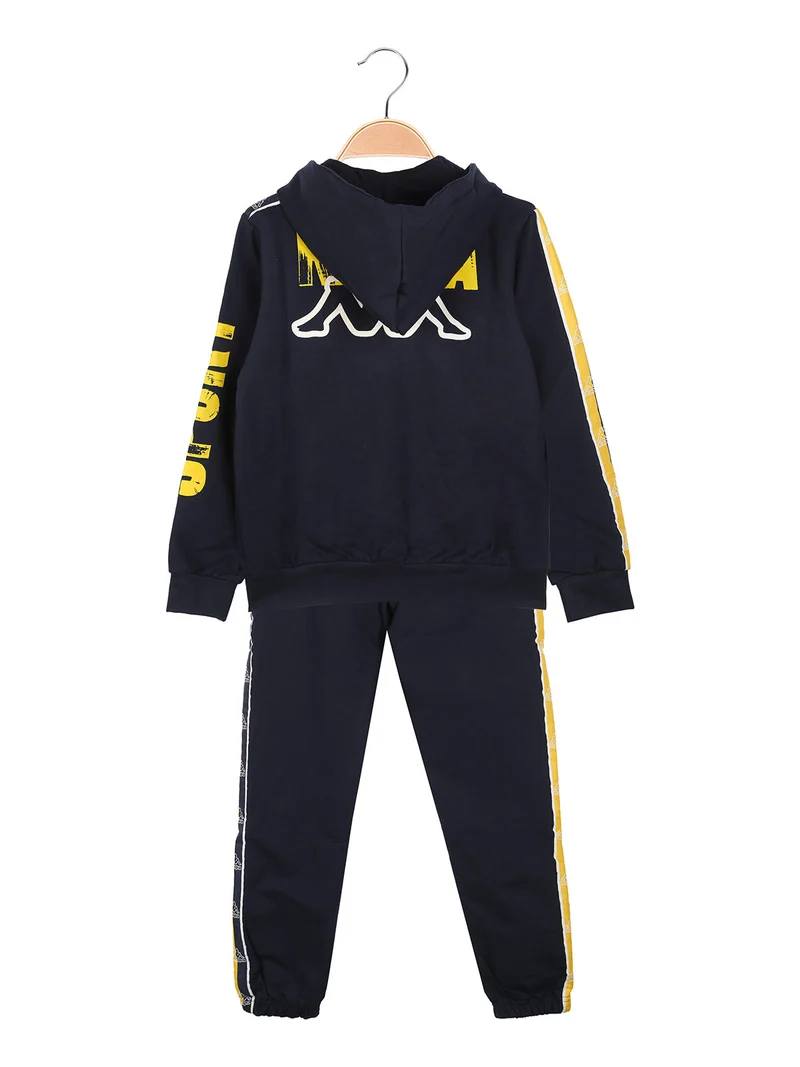 Completo tuta da bambino 2 pezzi full zip con cappuccio e interno felpato - blu scuro