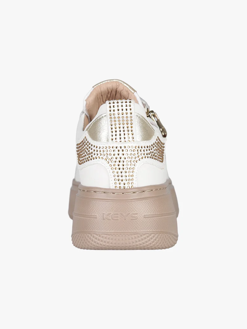 Sneakers donna gioiello in pelle con platform - bianco
