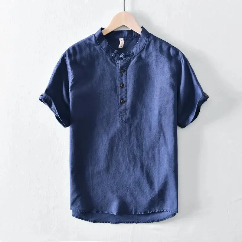 Short Sleeved Cotton Linen Shirt