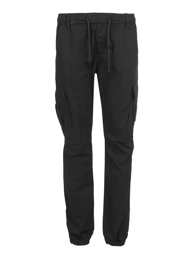 Pantaloni da uomo con tasconi e coulisse - nero