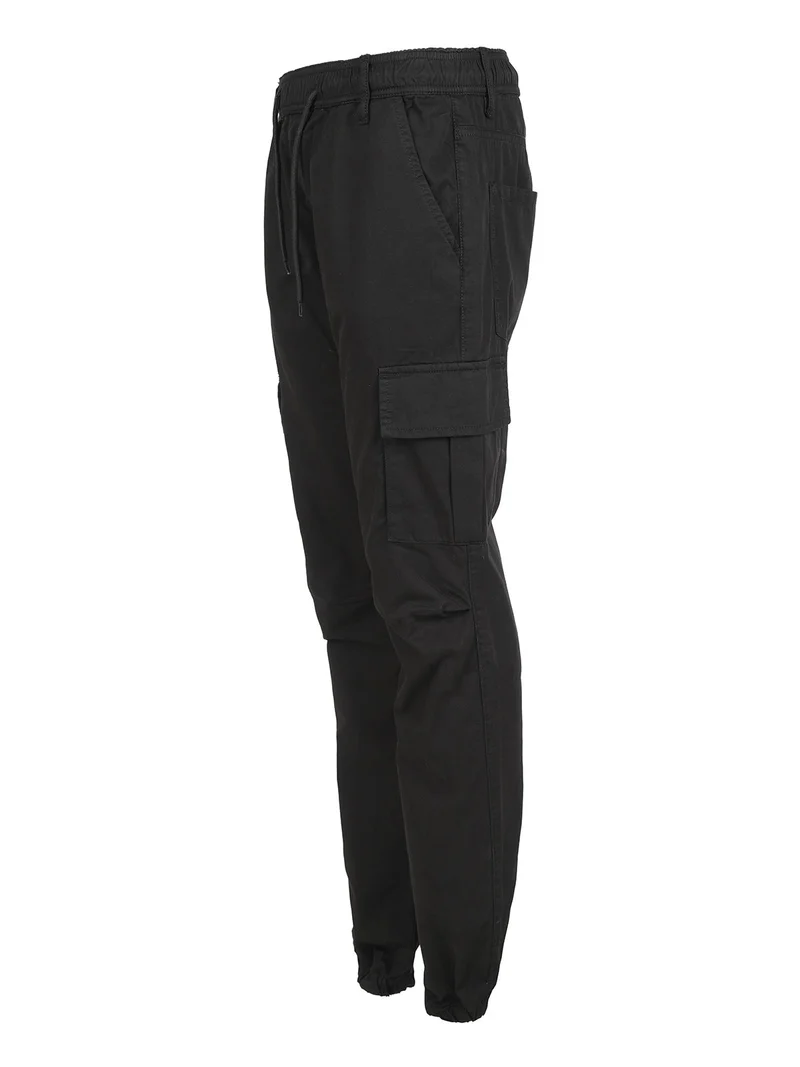 Pantaloni da uomo con tasconi e coulisse - nero