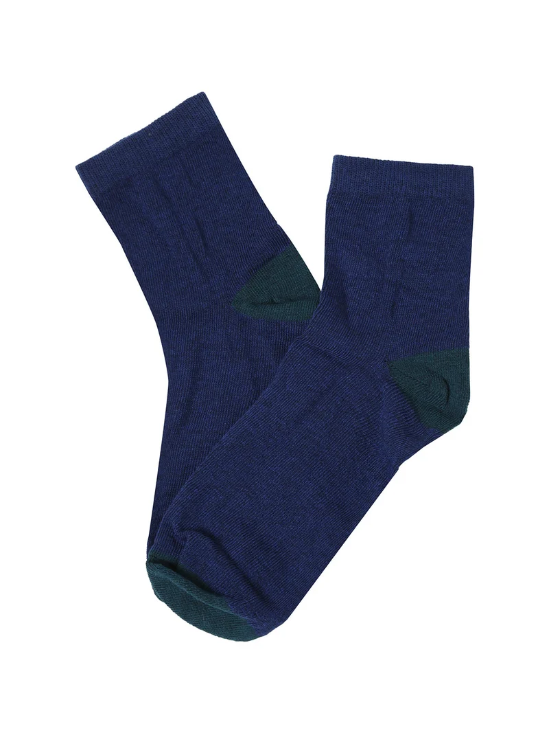 Pigiama lungo da uomo in cotone con pantaloni a quadri e calze incluse - blu scuro