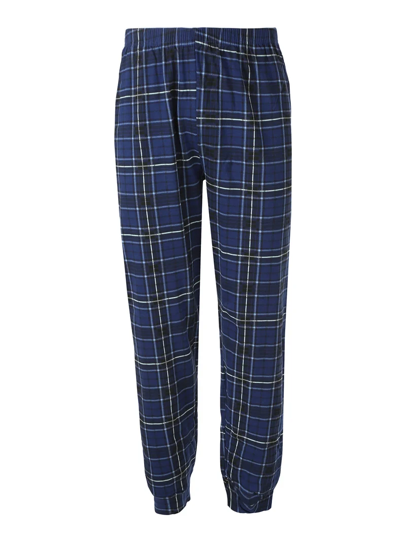 Pigiama lungo da uomo in cotone con pantaloni a quadri e calze incluse - blu scuro
