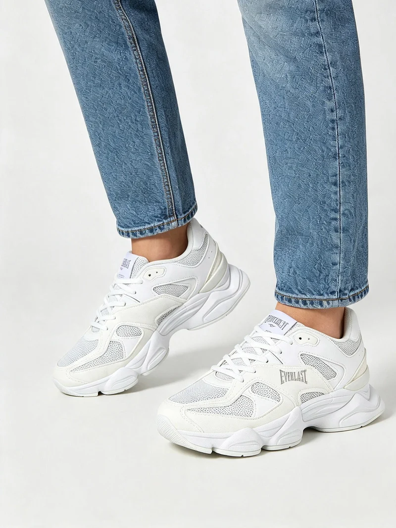 Sneakers donna sportive con suola alta - bianco