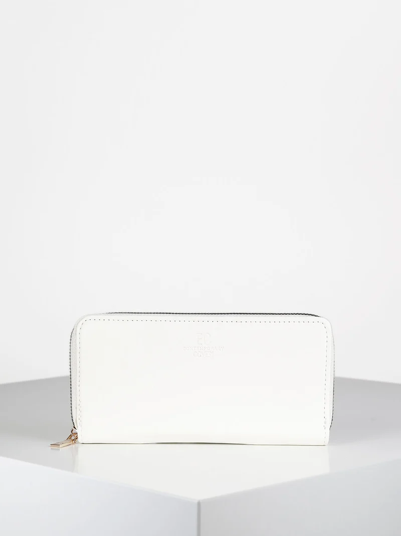 Portafoglio donna rettangolare con cerniera - bianco