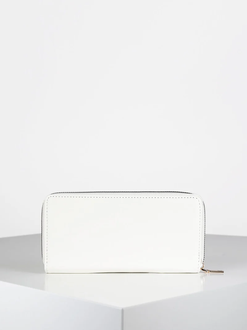 Portafoglio donna rettangolare con cerniera - bianco