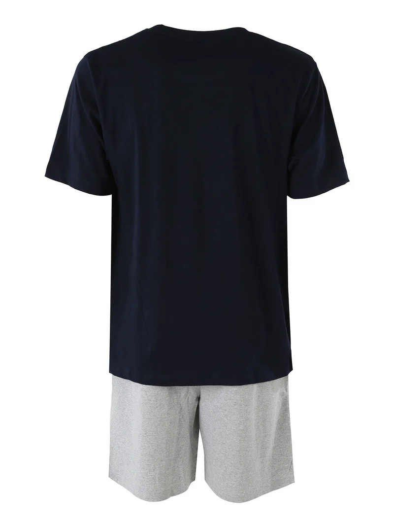 Completo corto da uomo in cotone con logo - blu scuro