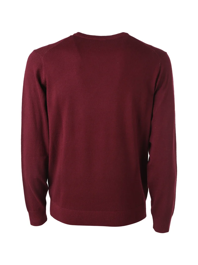 Pullover da uomo in maglia con scollo tondo - bordeaux