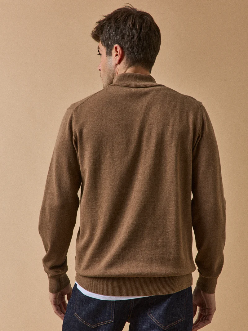 Herrenpullover mit Stehkragen aus Bio-Baumwolle und Cashmere