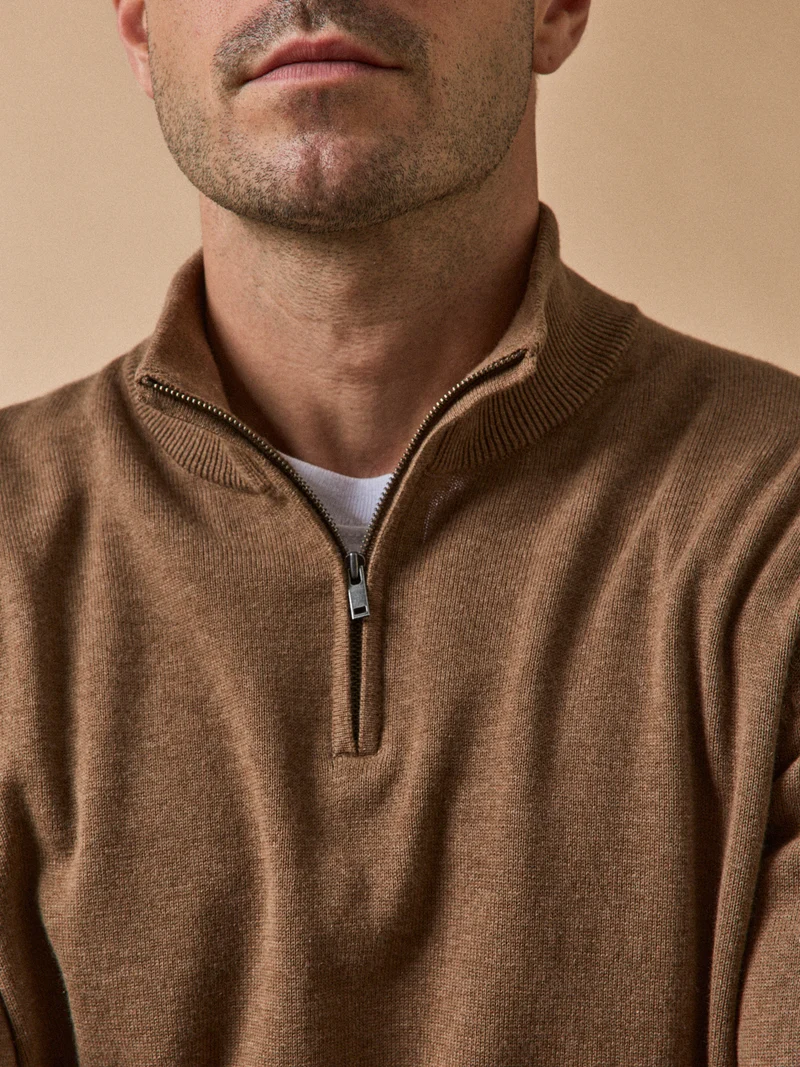 Herrenpullover mit Stehkragen aus Bio-Baumwolle und Cashmere