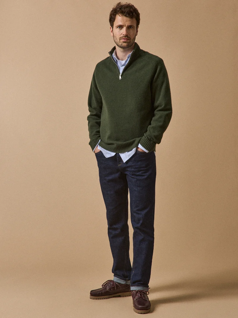Herren-Pullover mit Stehkragen und Reißverschluss