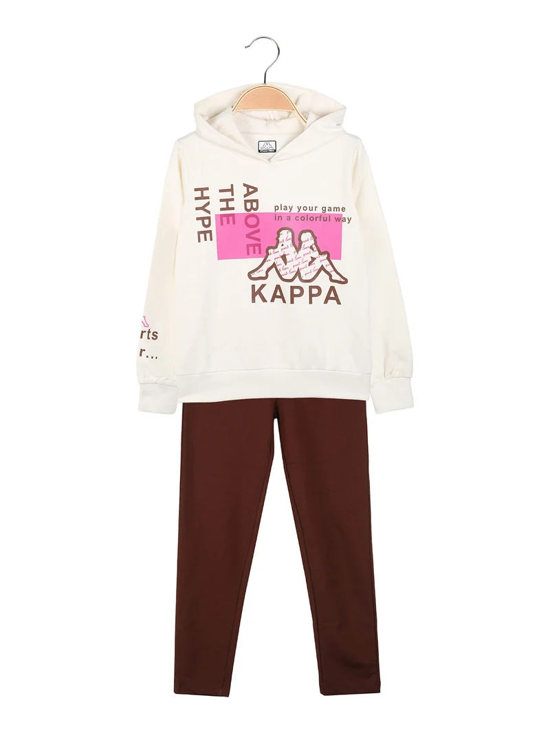 Completo tuta da ragazza 2 pezzi con cappuccio - panna