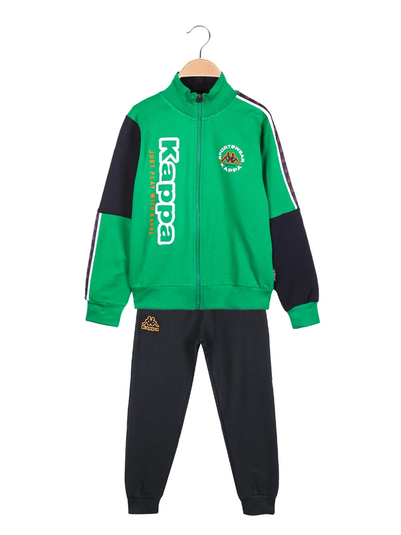 Completo tuta sportiva da bambino 2 pezzi con zip - verde