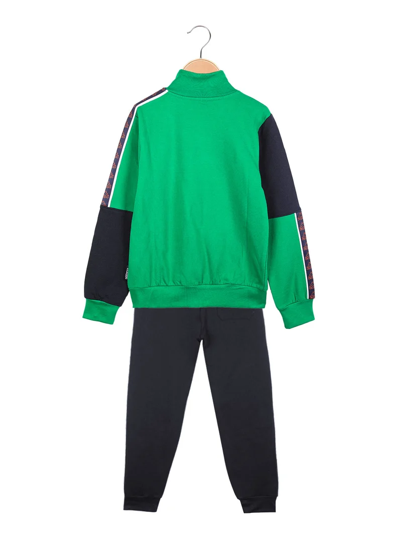 Completo tuta sportiva da bambino 2 pezzi con zip - verde