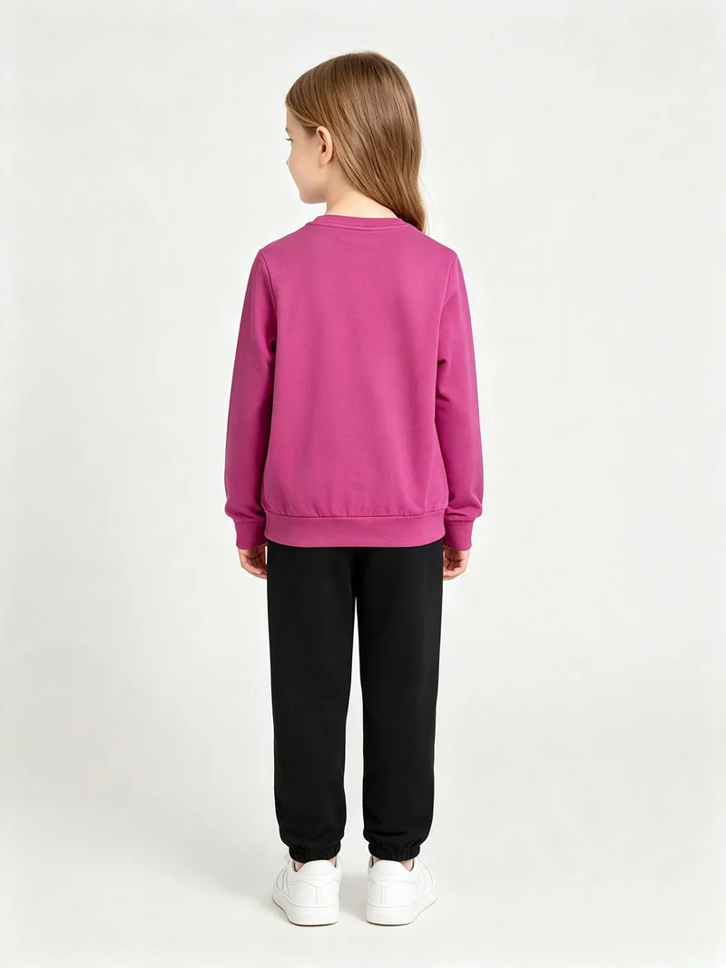 Completo tuta da bambina 2 pezzi con interno felpato - fucsia