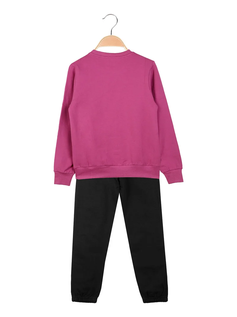 Completo tuta da bambina 2 pezzi con interno felpato - fucsia