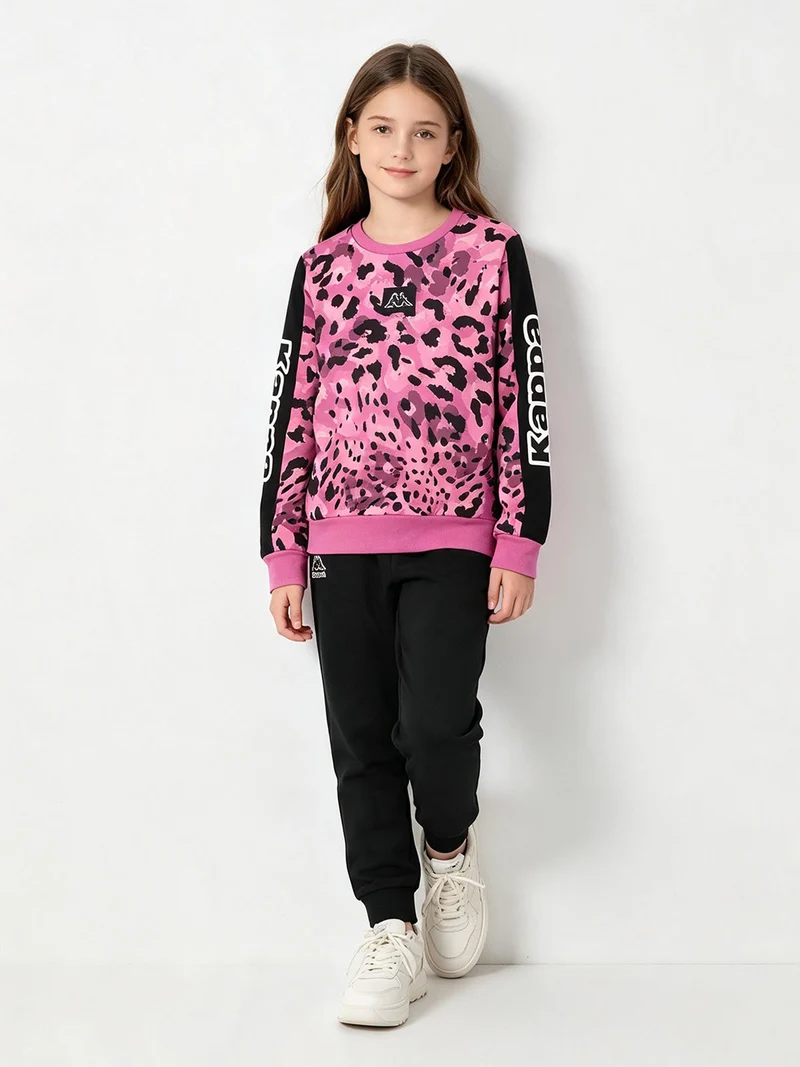 Completo tuta da ragazza 2 pezzi animalier con interno in caldo cotone - fucsia