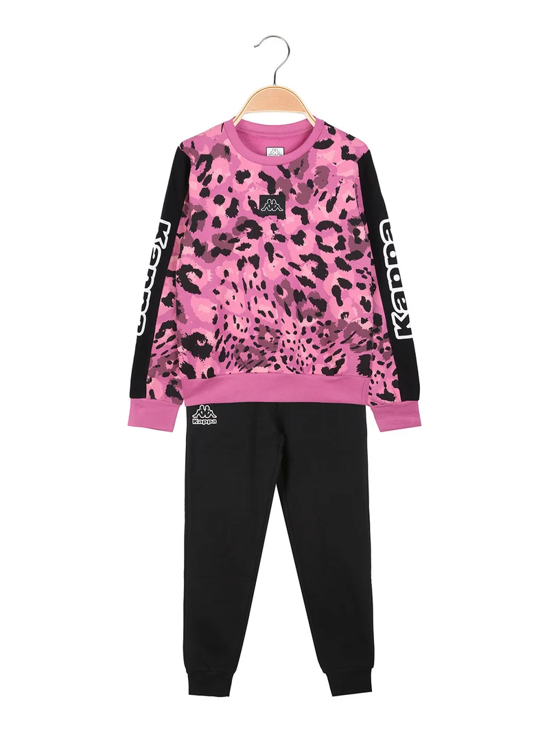 Completo tuta da ragazza 2 pezzi animalier con interno in caldo cotone - fucsia