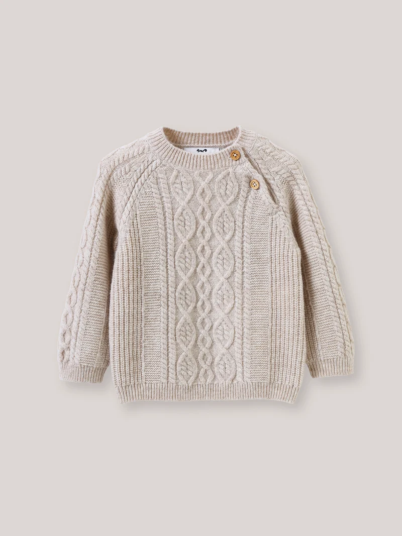 Babypullover aus Wolle mit Zopfmuster