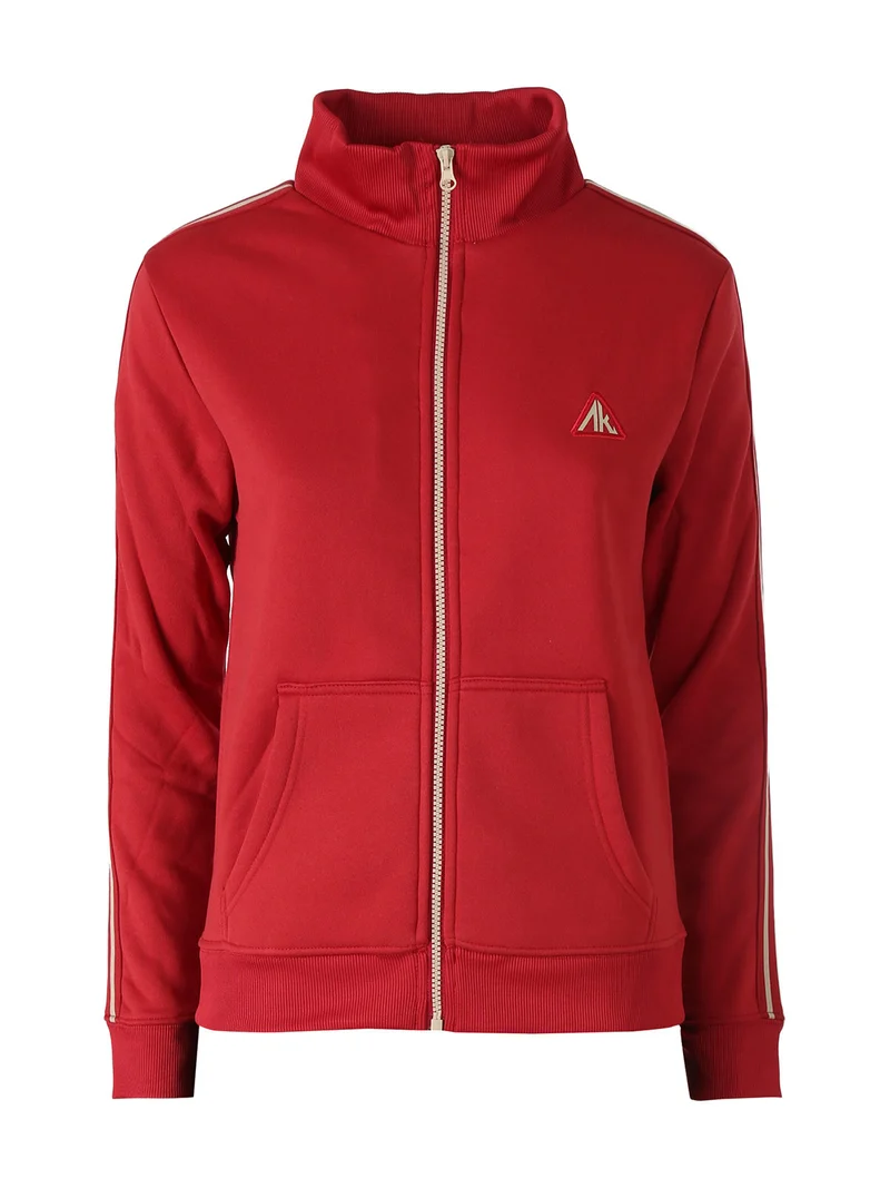 Felpa donna con zip e interno felpato - rosso