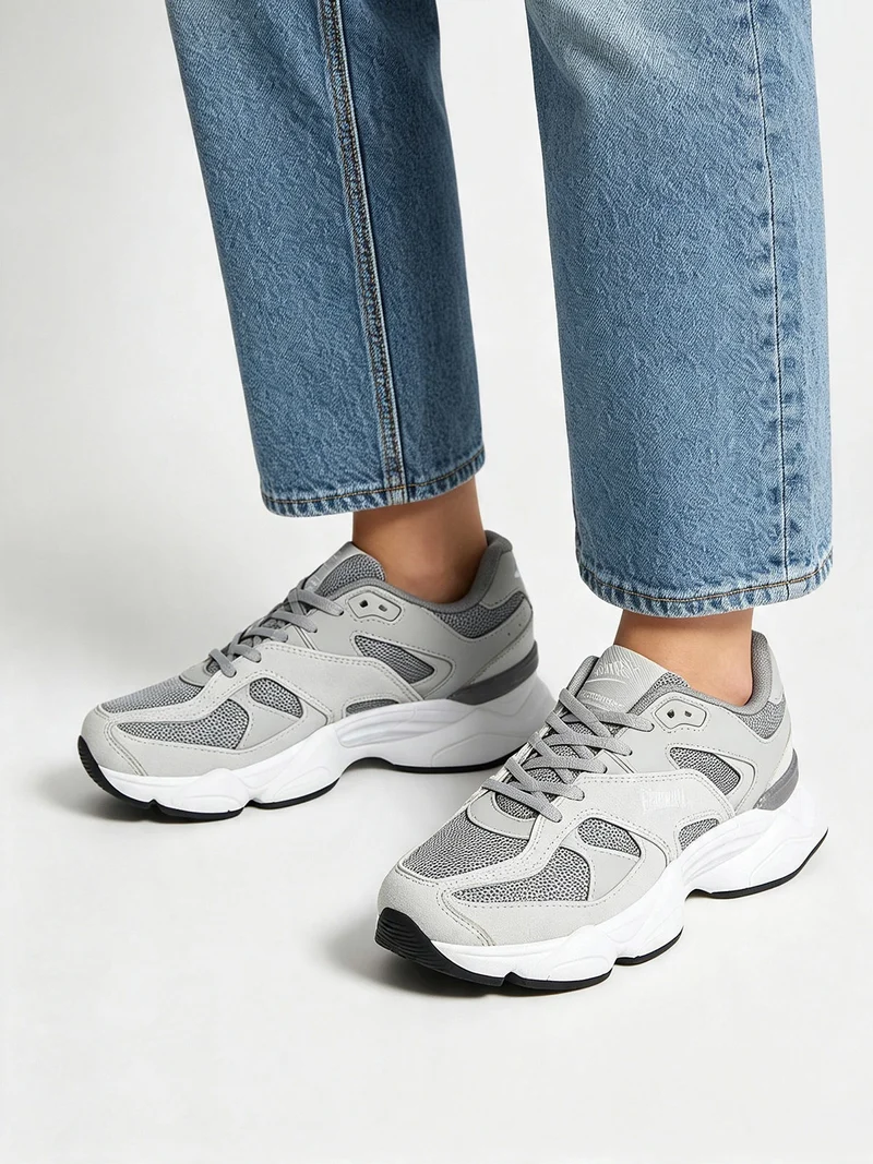 Sneakers donna sportive con suola alta - grigio