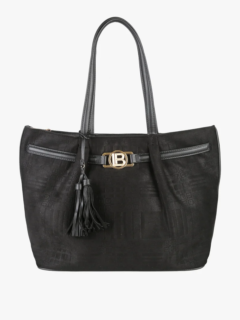 Borsa a spalla da donna in tessuto scamosciato - nero