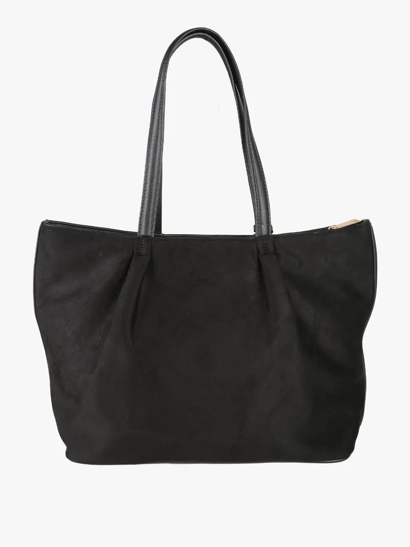 Borsa a spalla da donna in tessuto scamosciato - nero
