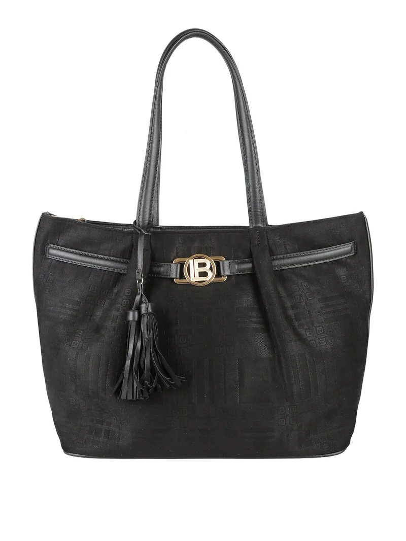 Borsa a spalla da donna in tessuto scamosciato - nero
