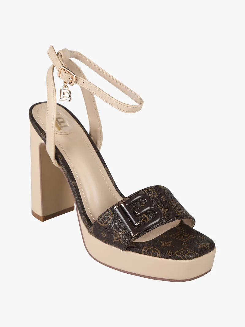 Sandali donna con tacco largo e plateau - marrone