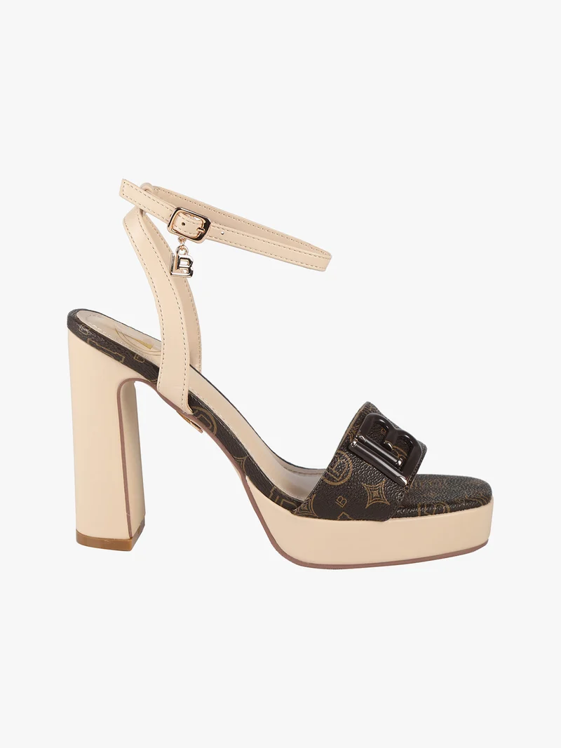 Sandali donna con tacco largo e plateau - marrone